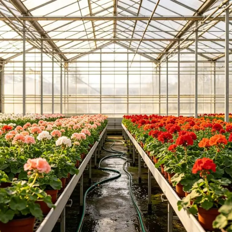 Blomsterdyrkende multi-span drivhus